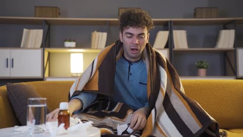 Hombre con gripe y neumonía.