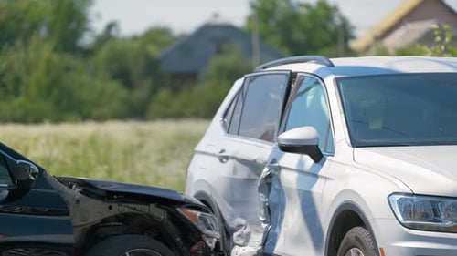 Cars Crashed Heavily in Road Accident After Collision on City Street