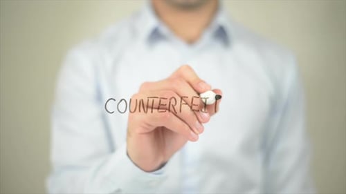 Counterfeit, Man Writing on Transparent Screen