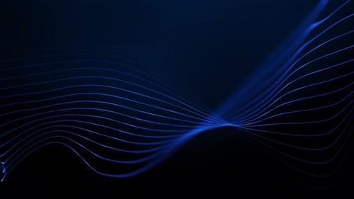 Blue Technology Wave Background Seamless Loop. 4K Motion Graphic of Digital Particle Flow, Futuristi