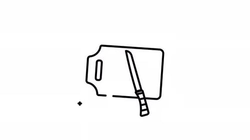 Chef's knife line icon for slicing and dicing animation
