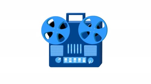 Retro audio music tape recorder old vintage with magnetic film reels hipster for geeks from 70s, 80s