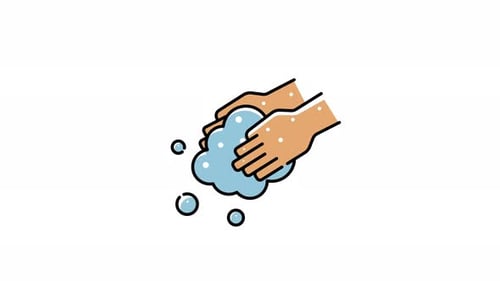 Two hands washing with soap animation video