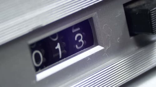 Vintage Counter with Numbers Rotates on the Audio Cassette Player