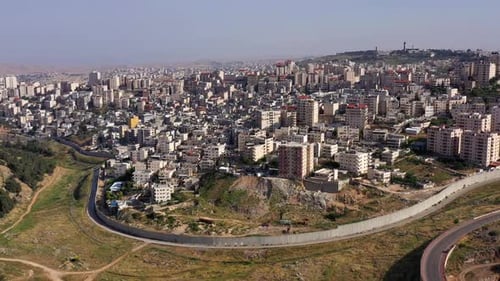 Israel and Palestine Divided By security Wall Aerial View