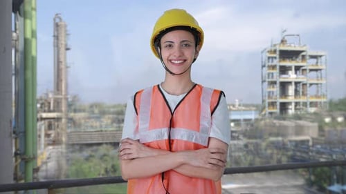 Portrait of Happy Indian female construction worker