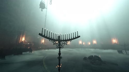 Spellbinding Ambiance Dimly Lit Gothic Church Candles