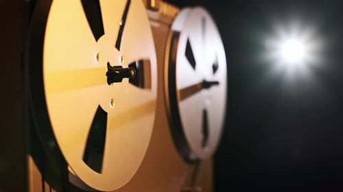 Spinning ReeltoReel Tape Recorder in Operation