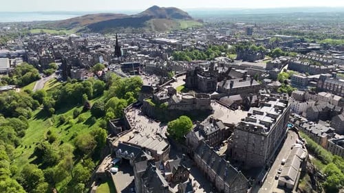 Aerial shot of Edinburgh city in Scotland, United Kingdom