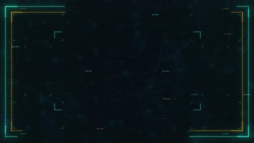 Abstract Blue Globe Interface: Global Business and Technology Graphic with Futuristic UI, VHS Glitch