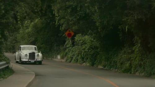 Classic white Rolls Royce on Road, Cinematic Footage