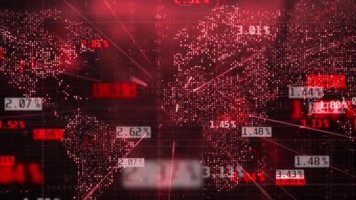 Red Candles of the Bearish Stock Market Chart with Falling Prices of Securities Loss of Exchange