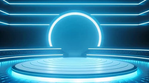 podio: escaparate futurista con plataforma para la exhibición de productos. Expositor de escenario moderno vacío