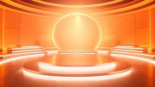 podio: escaparate futurista con plataforma para la exhibición de productos. Expositor de escenario moderno vacío