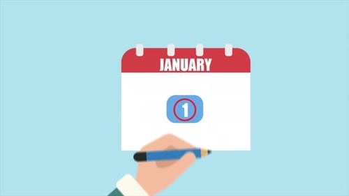 Marking Important Day On Calendar With Pen 1 January 4K