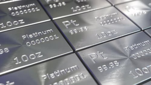 Pure Platinum Bar or Ingot Stacks 3d Animation