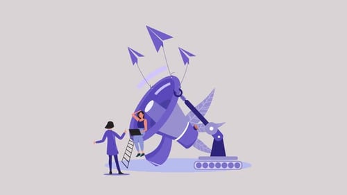 Cena de animação de marketing de comunicação