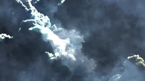 point of view thunderstorm inside the approaching thick cloud