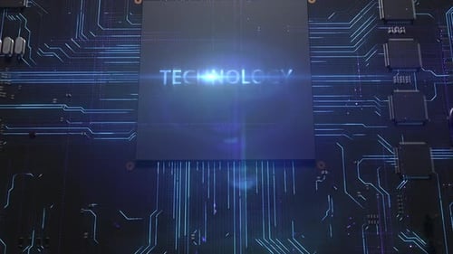 Dynamic Tech 3D Animation with Technology Inscription