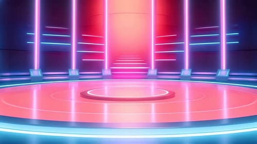 podio: escaparate futurista con plataforma para la exhibición de productos. Expositor de escenario moderno vacío