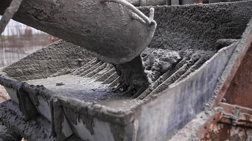 Concrete Pours From a Mixer