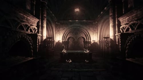 Breathtaking Atmosphere Dark Gothic Chapel Flickering Candles