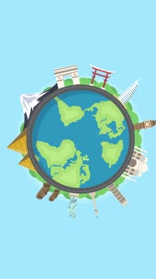 Travel And Tourism Landmark Around The World On Vertical