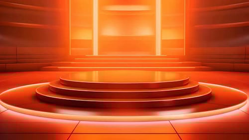 podio: escaparate futurista con plataforma para la exhibición de productos. Expositor de escenario moderno vacío