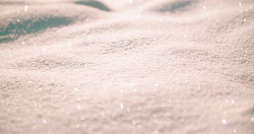Snow surface close-up with microtexture of the snow surface. Ice crystals and snowflakes shine and s