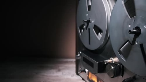 Vintage Reeltoreel Audio Tape Recorder in Dim Studio Light