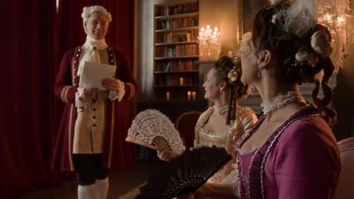 19th Century Gentleman Serenading Two Ladies with Own Song