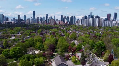 Aerial view of Toronto Cabbagetown neighborhood 4K