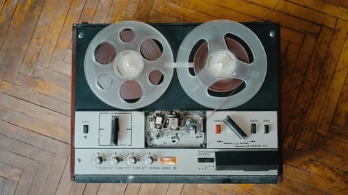 Closeup Playback in an Old Tape Recorder