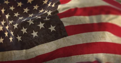 Old United States Flag Waving