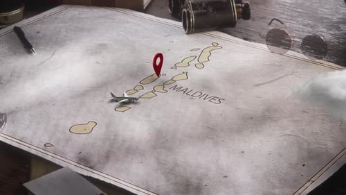 Vintage Travel World Map Country Maldives Location