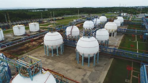 Camera Moves Up and Shows Spherical and Round Reservoirs