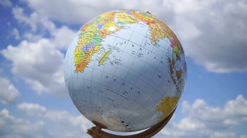 Rotating Earth Globe In The Atmosphere.