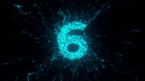 6 Number With Futuristic Particles 4k