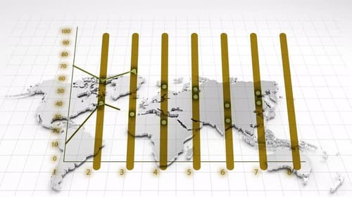 White Color Business Graph Or Map Animation
