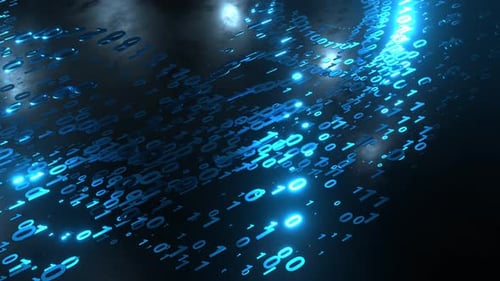 4K Artistic infographics binary numbers rotation. Technology Network Data Connection