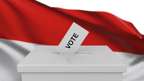 Ballot Box with Indonesia Flag