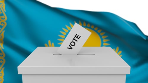 Ballot Box with Kazakhstan Flag