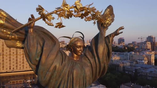 Closeup Berehynia Statue As a Symbol of Ukraine Independence