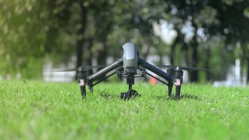 Professional Drone Takes Off and Lands
