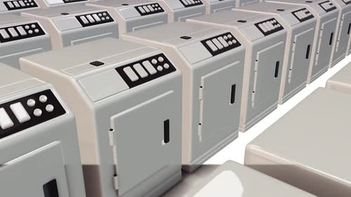 Multiple Clothes Drying Tumbler Dryers Isolated In White Background Hd