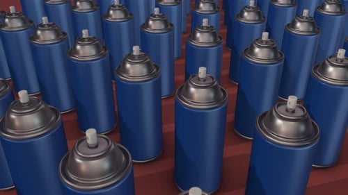 A Lot Of Spray Paints In A Row 4k