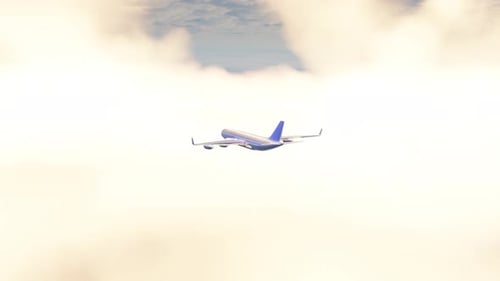 The air plane is flying in cloudy sky.