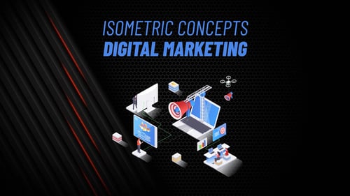 Marketing numérique - Concept isométrique