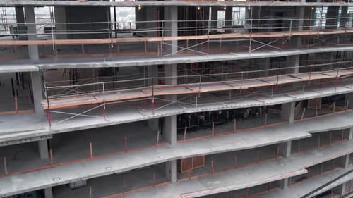 Aerial shot of a new high-rise building under construction