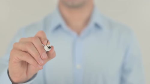 Unethical, Man Writing on Transparent Screen